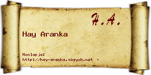 Hay Aranka névjegykártya